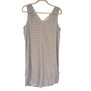 Gap Womens Blue White Geometric Diamond Print V-Neck Shift Dress Small